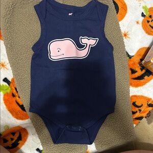 Vineyard Vines Navy and Pink Whale Bodysuit